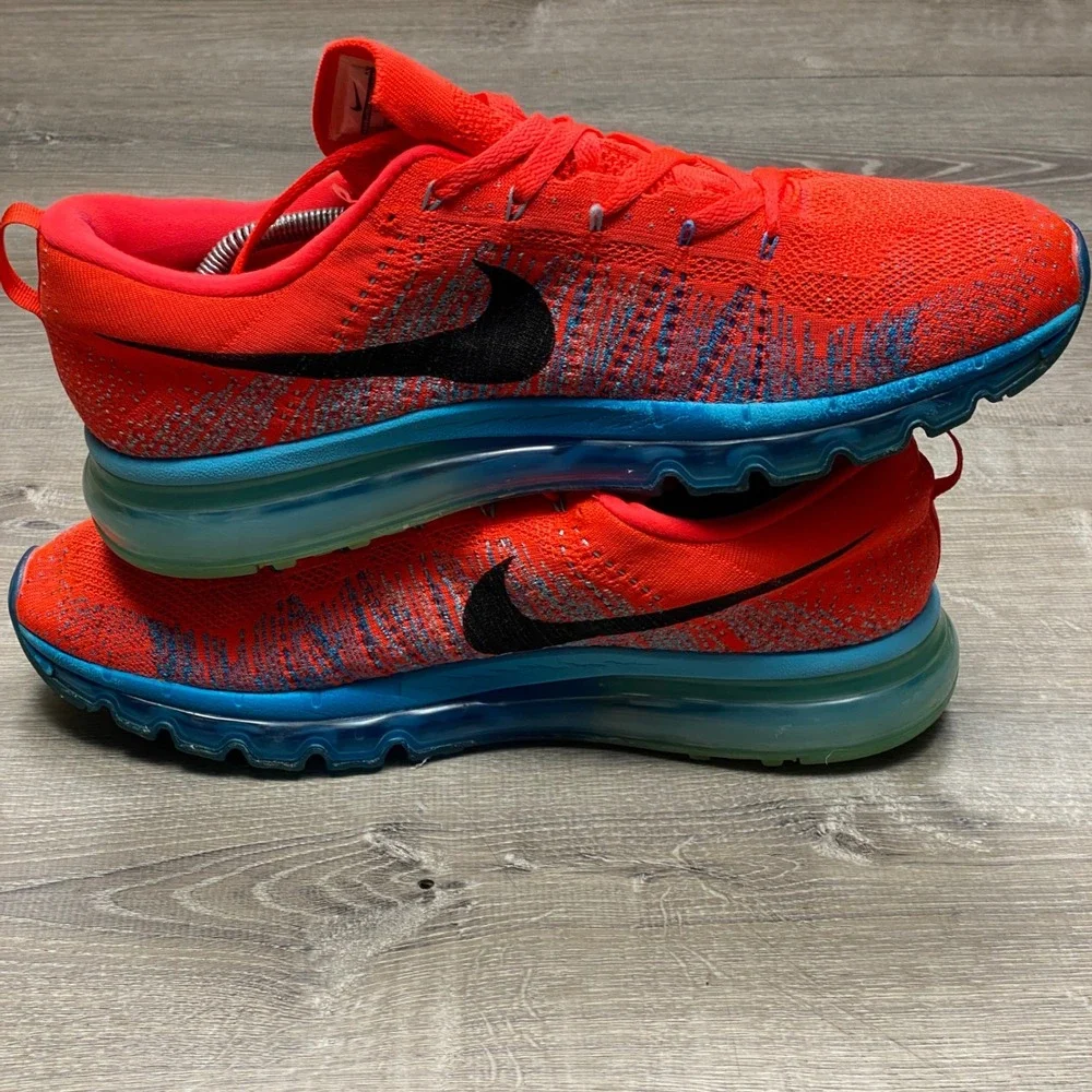 Nike Flyknit Max Running Shoes Mens 13 Orange Blue 620469-600 Air Max 1 of 2